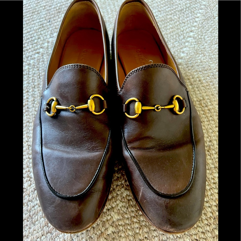 Gucci 38.5 brown loafers